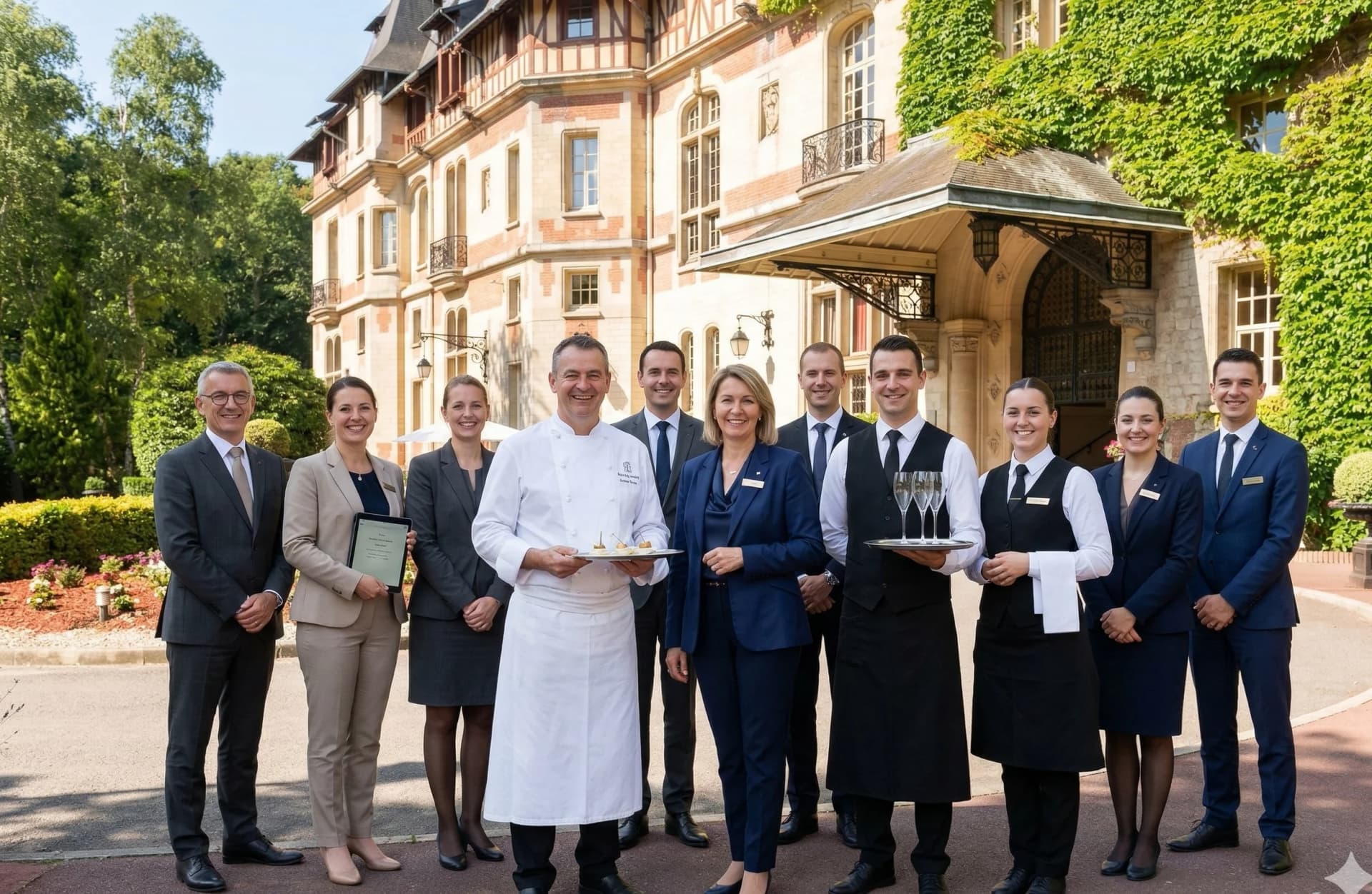 Équipe de coordination événementielle en château
