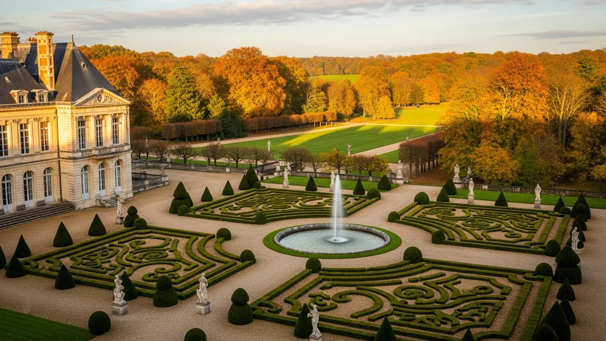 Château des Yvelines entouré de feuillages d'automne avec salle de séminaire lumineuse pour entreprise