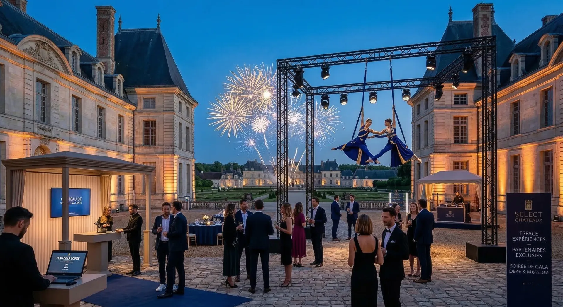 Entertainment et spectacle acrobates pour soirée corporate en château