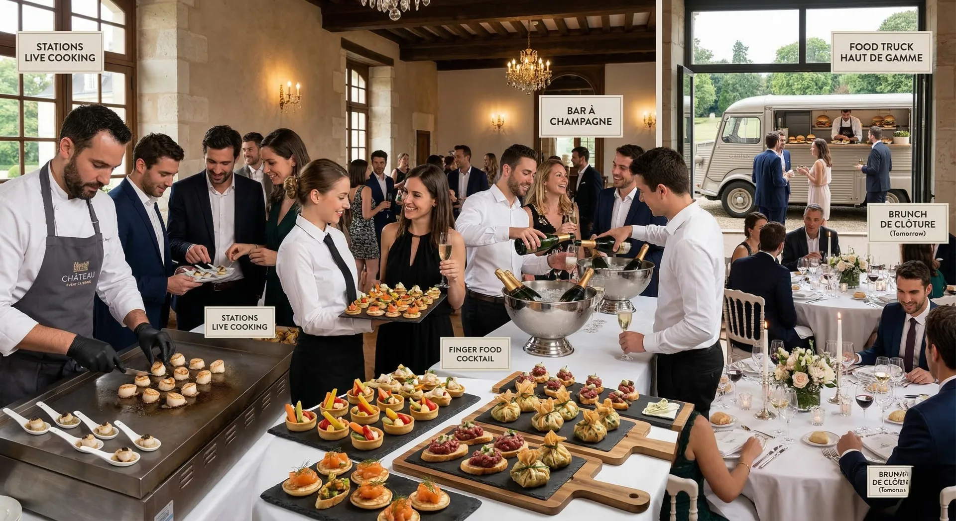 Gastronomie cocktail dînatoire sur mesure en château