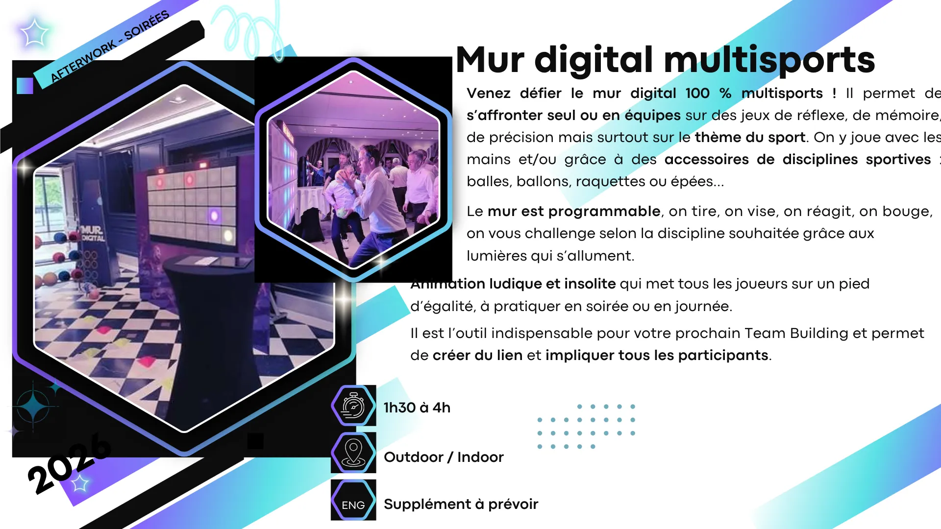 Mur Digital Multisports — animation soirée entreprise en château