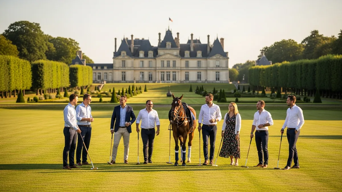 Activité polo et équitation team building au château de Chantilly dans l'Oise, Île-de-France