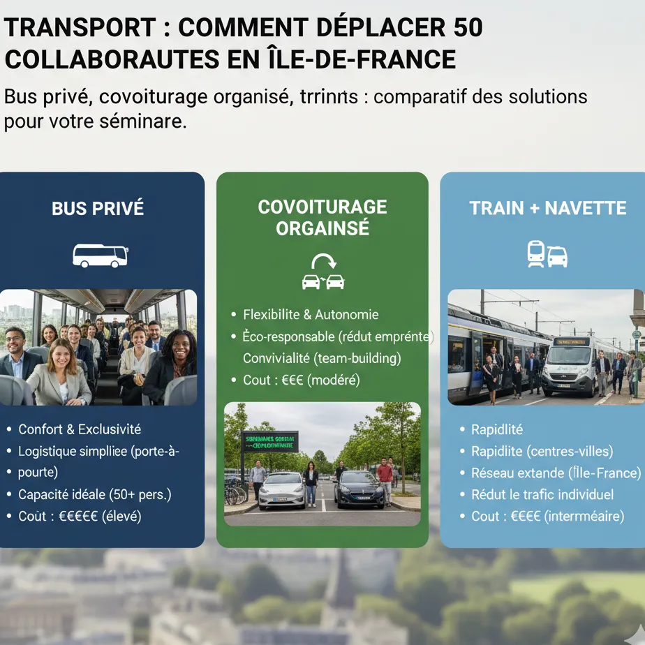 Transport de 50 collaborateurs vers château en Île-de-France