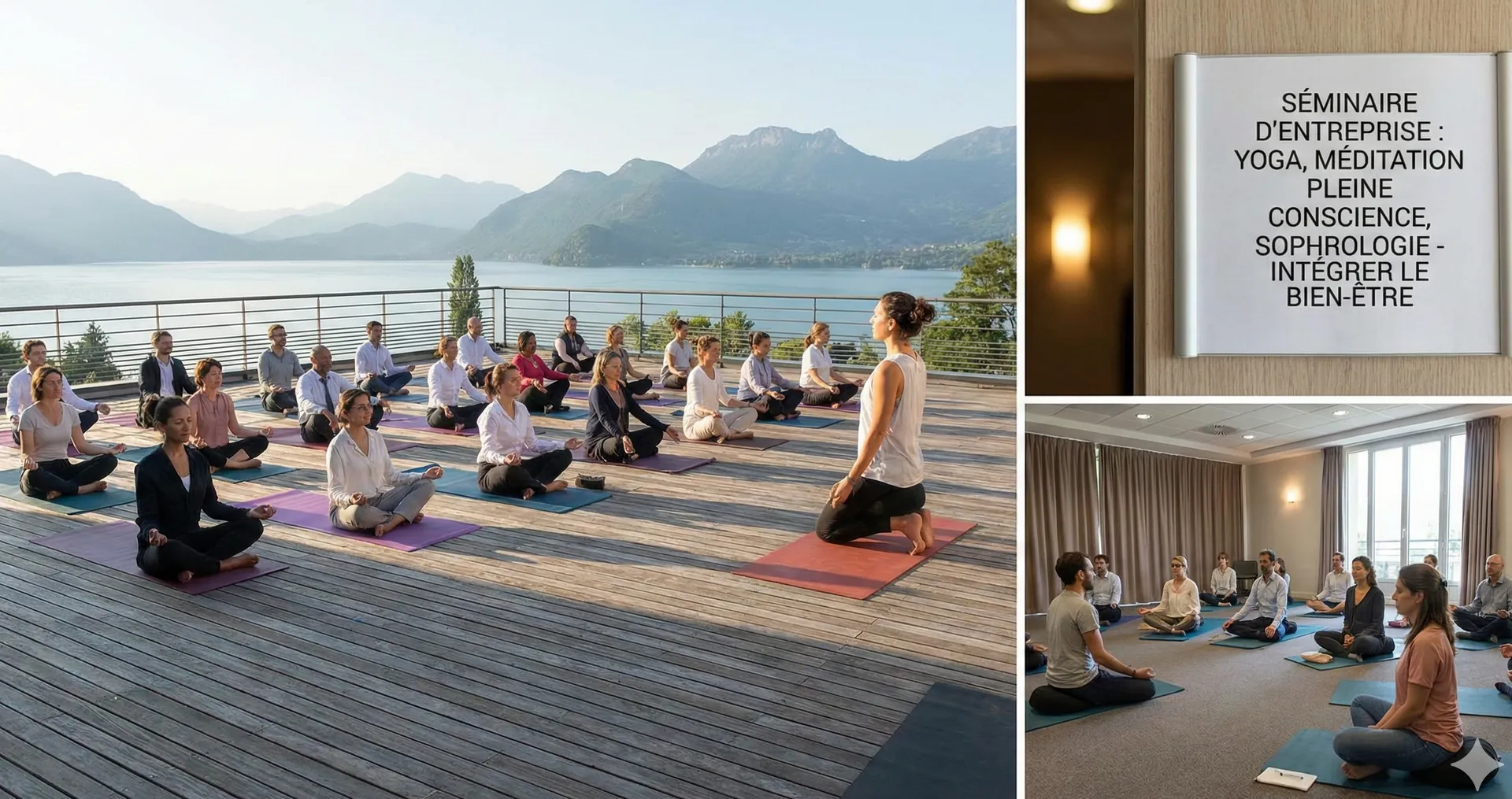 Yoga et méditation bien-être lors d'un séminaire en château